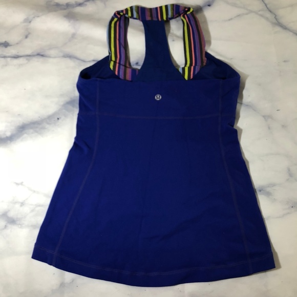 Lululemon Royal Blue & Stripes Scoopneck Tank Top - Picture 4 of 8